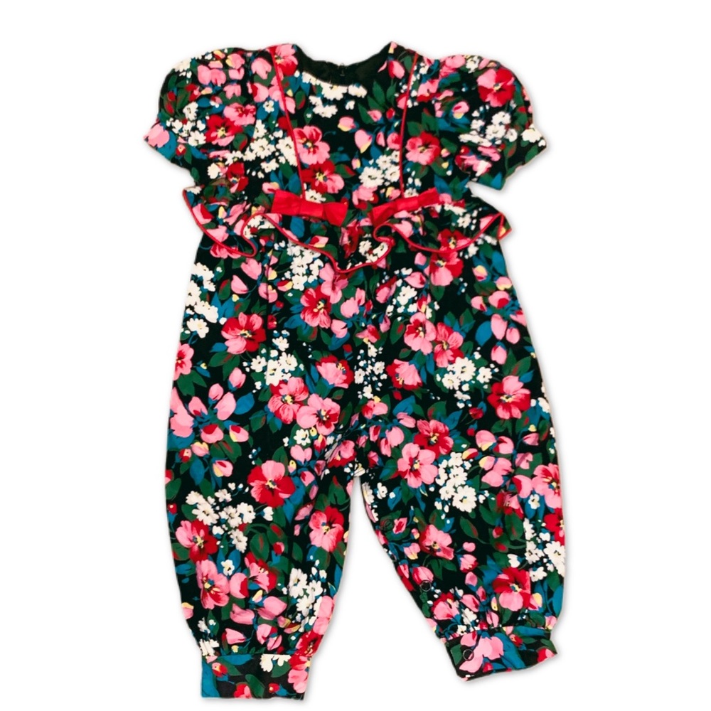 VTG Lanz For Girls Baby Floral Romper Size 12 M